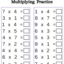 Multiply Worksheet For 4th Grade
