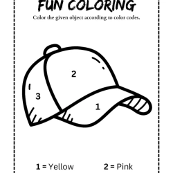 Color The Object With Color Code For 1st Grade Worksheet