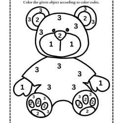 Color The Object With Color Code Printable Worksheet