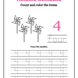 Printable Count And Tracing Number Easy Worksheet
