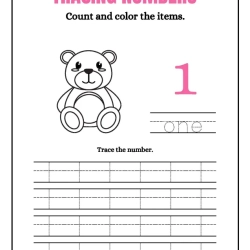 Printable Count And Tracing Number For Grade 6 Worksheet
