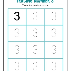 Printable Count And Tracing Number Grade 3 Printables Worksheet