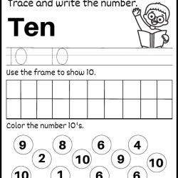 Trace And Write The Number For 1st Grade Worksheet