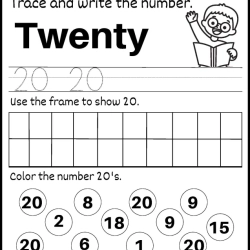 Trace And Write The Number For 6th Grade Worksheet