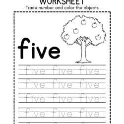 Trace Number And Color Object For 1st Grade Worksheet