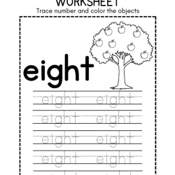 Trace Number And Color Object For 4th Grade Worksheet