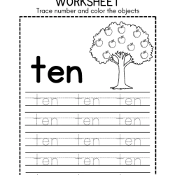 Trace Number And Color Object For 6th Grade Worksheet