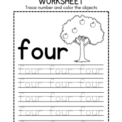 Trace Number And Color Object For Kids Worksheet