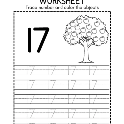 Trace Number And Color Object Kindergarten Worksheet