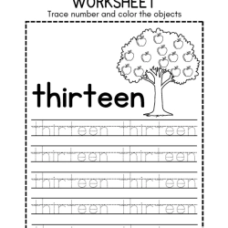 Trace Number And Color Object Preschool Worksheet