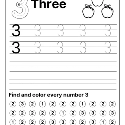Tracing And Color The Number Download Worksheet