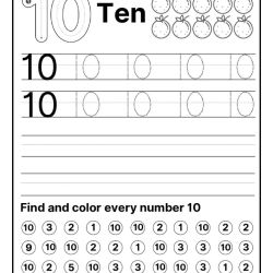Tracing And Color The Number For Grade 1 Worksheet