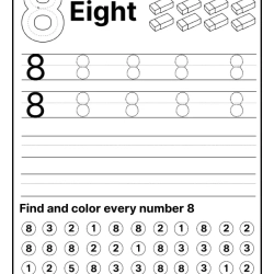 Tracing And Color The Number For Kindergarten Worksheet