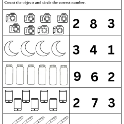 Count And Choose Correct Number For 1st Grade Worksheet