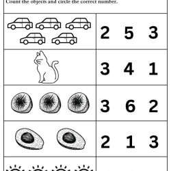 Count And Choose Correct Number For Kindergarten Worksheet