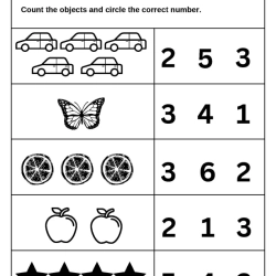 Count And Choose The Correct Number Worksheet For Kindergarten