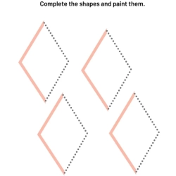 Complete And Paint The Shapes For Kids Worksheet