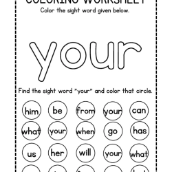 Colroing Sight Word 1st Grade Worksheet