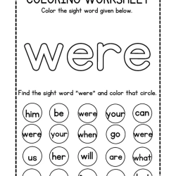 Colroing Sight Word 2nd Grade Worksheet