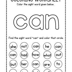 Colroing Sight Word At Home Worksheet