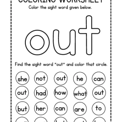 Colroing Sight Word Easy Worksheet