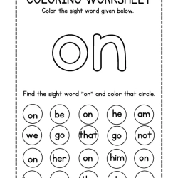 Colroing Sight Word For 4th Grade Worksheet
