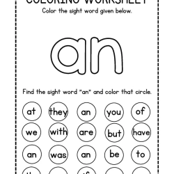 Colroing Sight Word For Grade 1 Worksheet