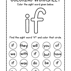Colroing Sight Word For Grade 2 Worksheet