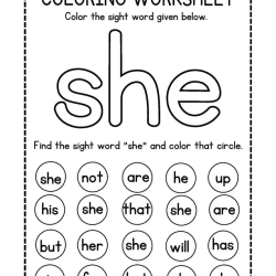 Colroing Sight Word For Grade 6 Worksheet