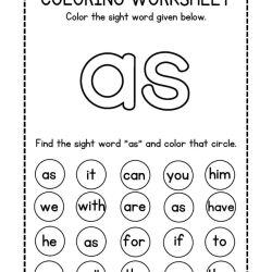 Colroing Sight Word For Kids Worksheet