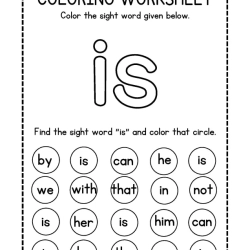 Colroing Sight Word Free Download Worksheet