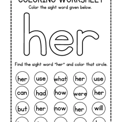 Colroing Sight Word Free Printable Worksheet