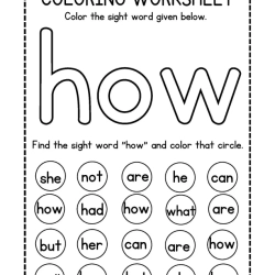 Colroing Sight Word Fun Worksheet