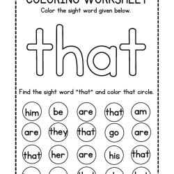 Colroing Sight Word Grade 1 Printable Worksheet