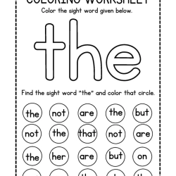 Colroing Sight Word Grade 1 Worksheet
