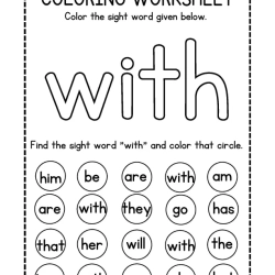 Colroing Sight Word Grade 2 Printable Worksheet