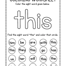 Colroing Sight Word Grade 3 Printable Worksheet