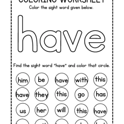 Colroing Sight Word Grade 4 Printable Worksheet