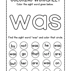 Colroing Sight Word Grade 4 Worksheet