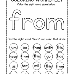 Colroing Sight Word Grade 5 Printable Worksheet