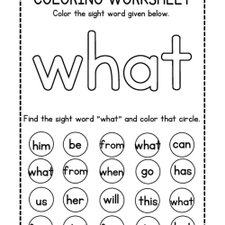 Colroing Sight Word Grade 6 Printable Worksheet