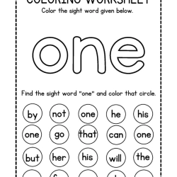 Colroing Sight Word Kindergarten Worksheet