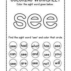 Colroing Sight Word Pdf Download Worksheet