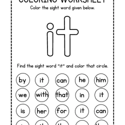 Colroing Sight Word Pdf Free Worksheet