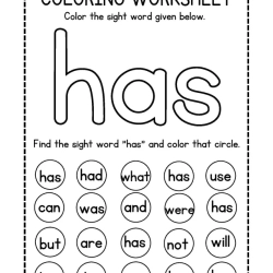 Colroing Sight Word Printable Download Worksheet