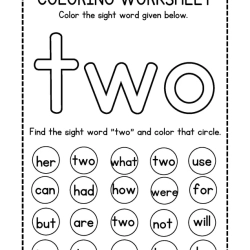 Colroing Sight Word Printable Free Worksheet