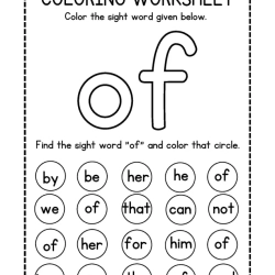 Colroing Sight Word Printable Worksheet