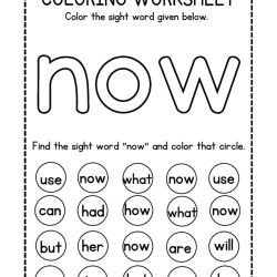 Colroing Sight Word Worksheet Free