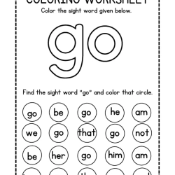 Colroing Sight Word Worksheet