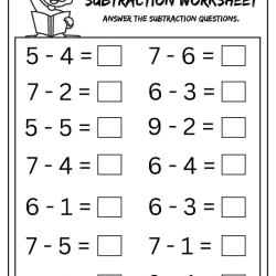Answer The Subtraction For 1st Grade Worksheet